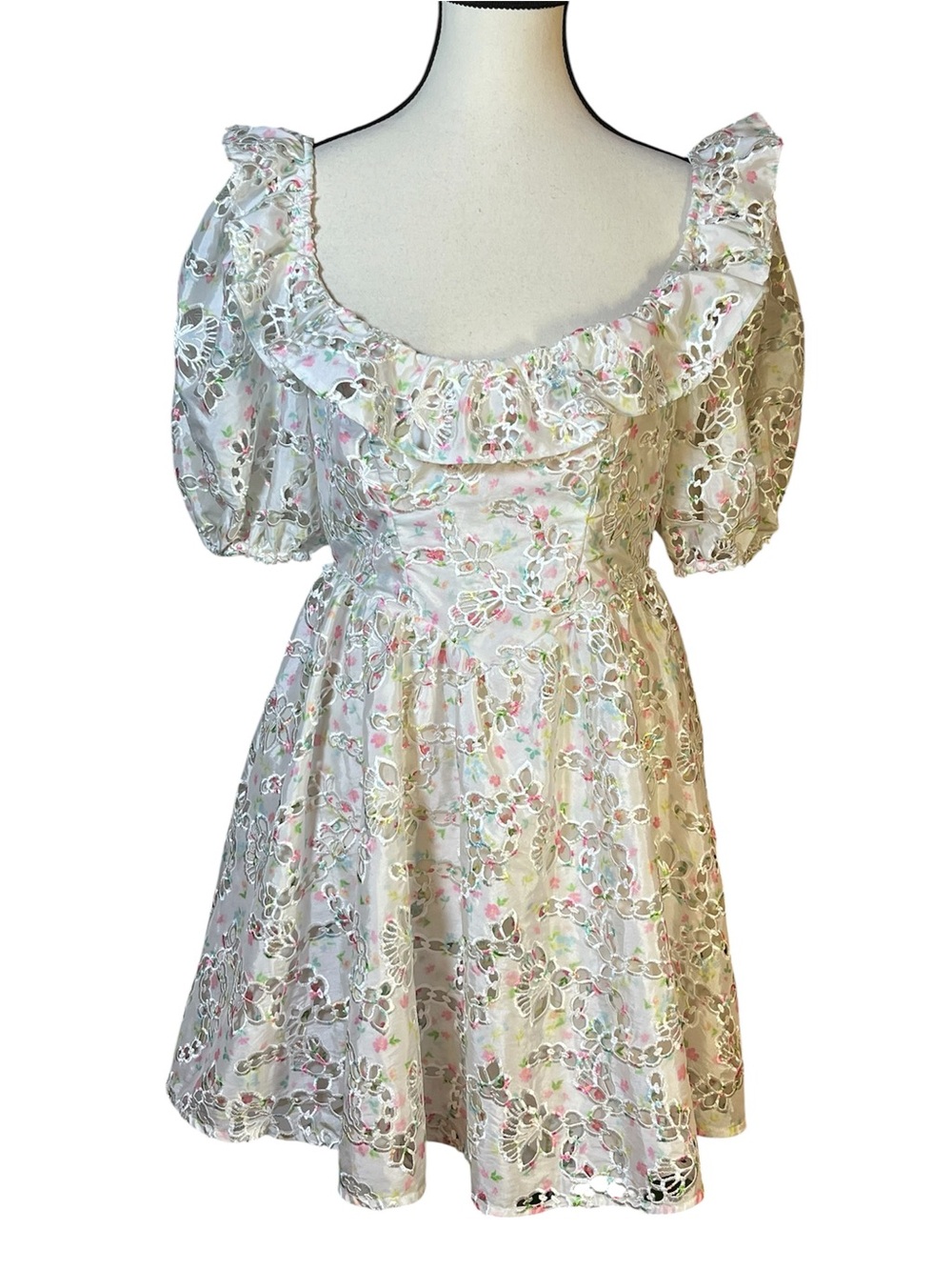 For Love And Lemons Magnolia Mini Dress Size Small White Eyelet Coquette NWT
